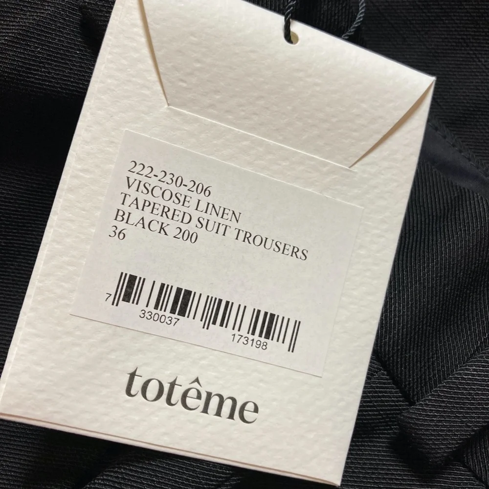 Toteme Tapered Suit Trouser NWT Linen Viscose- Black - Size 36, 38 - Picture 12 of 14